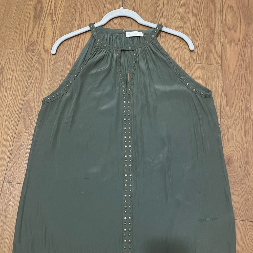 Ramy Brook Green Embellished Relaxed Tank Top